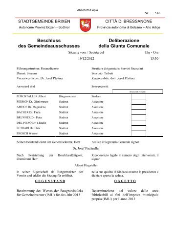 Beschluss BaugrÃ¼nde IMU 2013 - Gemeinde Brixen
