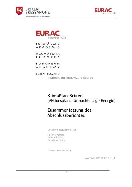 Klimaplan - Gemeinde Brixen