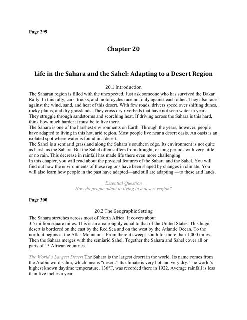 Chapter 20 Life In The Sahara And The Sahel Adapting To A Desert