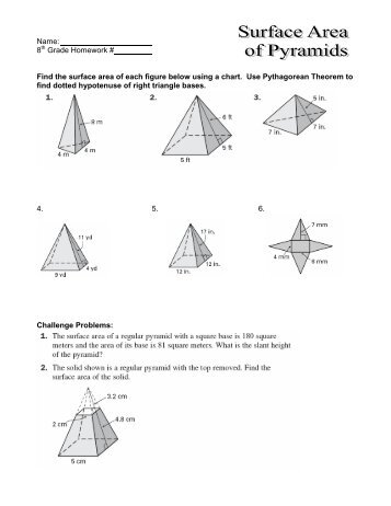 8th Grade Homework # Find the surface area of each figure below ...