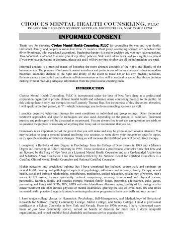 Informed Consent and Notice of Privacy Practices - Choices Mental ...