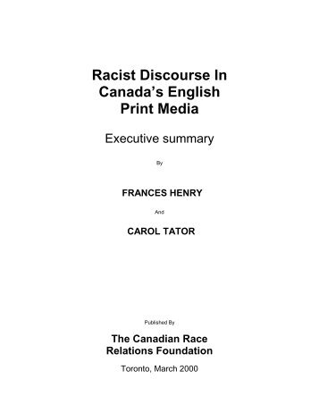 Racist Discourse in Canada's English Print Media - Canadian Race ...