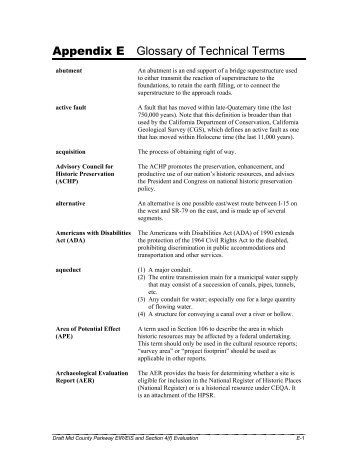 Appendix E Glossary of Technical Terms - Mid County Parkway Project