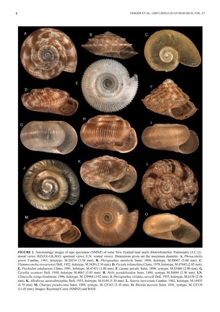 Molluscan Research: Techniques for collecting, handling, preparing ...