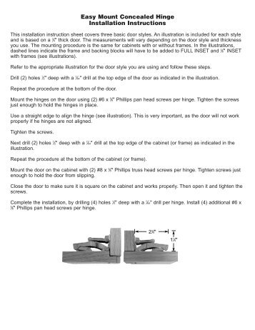 Easy Mount Concealed Hinge Installation Instructions