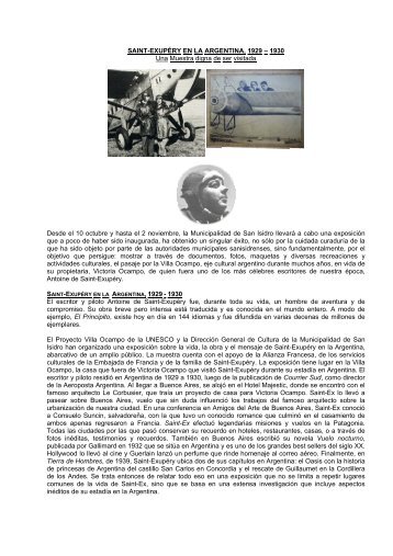 SAINT-EXUPÃRY EN LA ARGENTINA, 1929 â 1930 - Soldados Digital