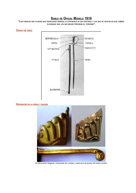 SABLE DE OFICIAL MODELO 1910 - Soldados Digital