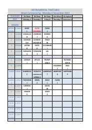 Music Timetable - Trinity School