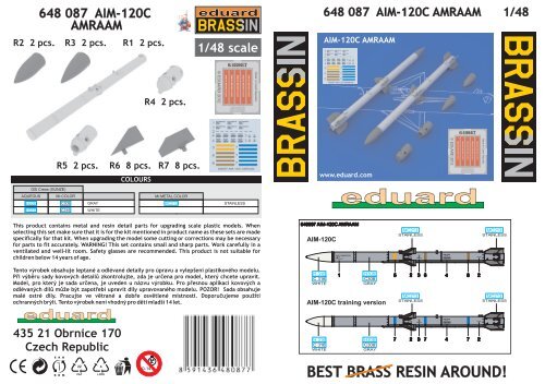 Eduard 1/48 Brassin resin AIM-120C AMRAAM (2pcs) - 648087 Eduard 1/48 Brassin resin AIM-120C AMRAAM (2pcs) - 648087