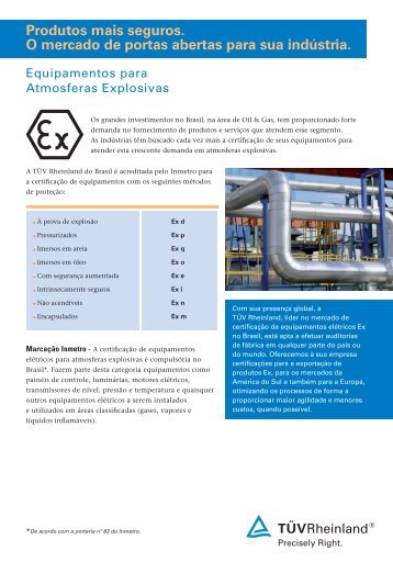 Veja o PDF com mais informações - TÜV Rheinland do Brasil