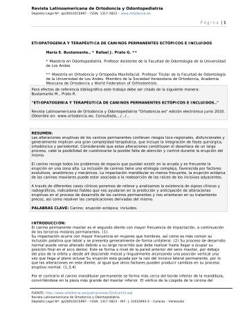 PÃ¡gina | 1 - Revista Latinoamericana de Ortodoncia y OdontopediatrÃ­a