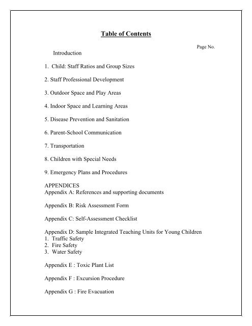Guidelines for Health and Safety Standards in Early Years ...