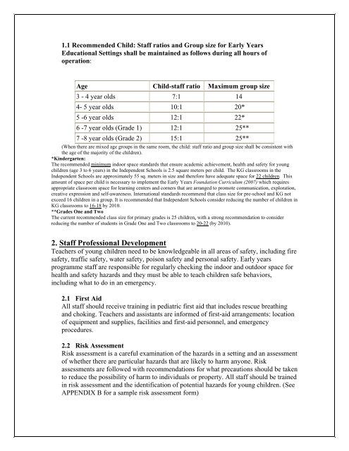 Guidelines for Health and Safety Standards in Early Years ...