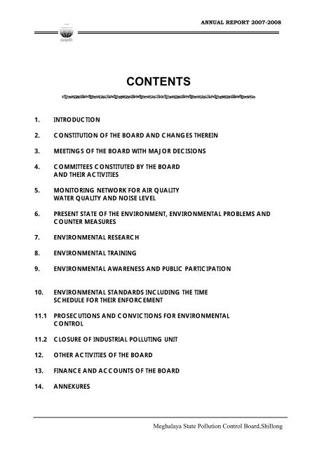 annual report 2007-2008 - Meghalaya State Pollution Control Board