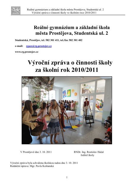 VÃ½roÄ nÃ zprÃ¡va 2010/2011 - ReÃ¡lnÃ© gymnÃ¡zium a zÃ