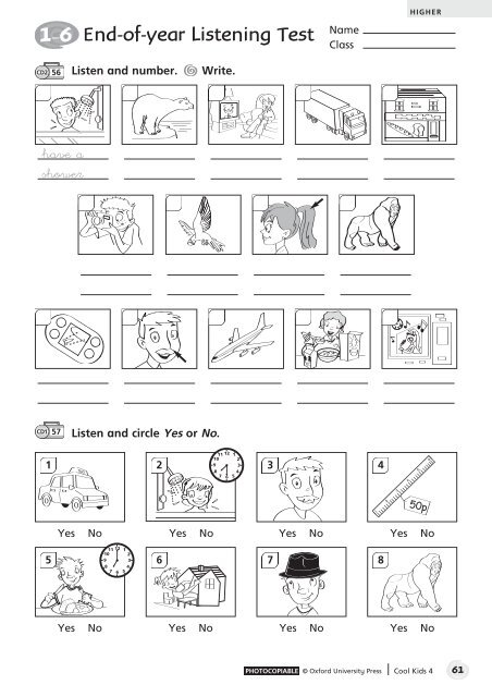 Linguistic competence test from Cool Kids 4 term 3 higher level tests