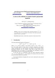 A note on the solutions of a kind of matrix polynomial equation - ijmes