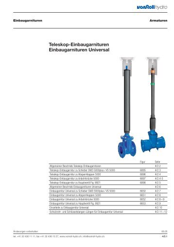 Allgemeiner Beschrieb Einbaugarnituren Universal - vonRoll hydro