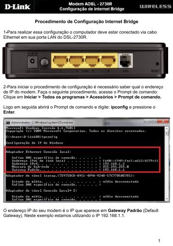Procedimento de ConfiguraÃ§Ã£o Internet Bridge - D-Link