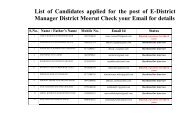 List of Candidates applied for the post of E-District ... - Meerut District