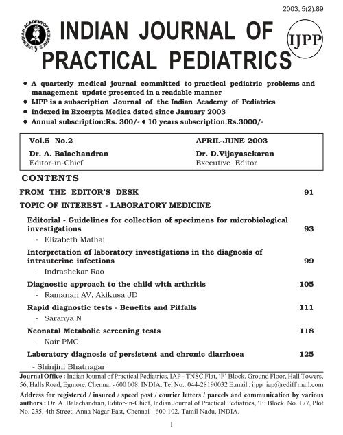 2003 5 2 89 Indian Journal Of Practical Pediatrics â A