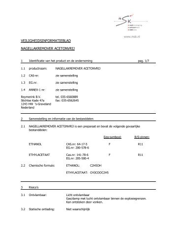 veiligheidsinformatieblad nagellakremover acetonvrij - Msk