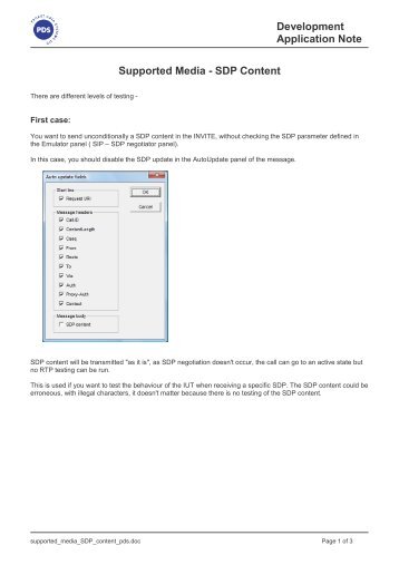 Development Application Note Supported Media - SDP ... - PDS Test