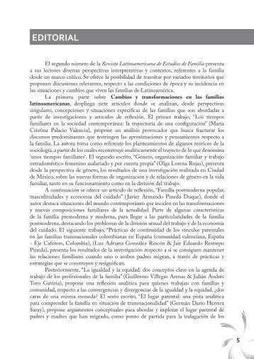 EDITORIAL - Revista Latinoamericana de Estudios de Familia