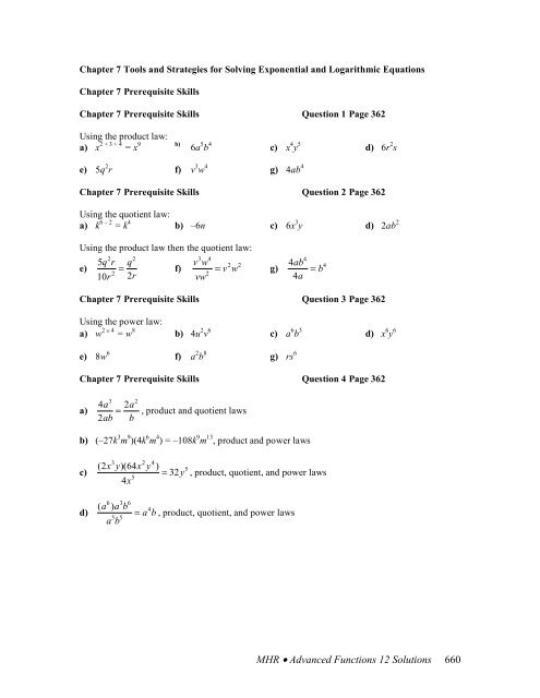 MHR • Advanced Functions 12 Solutions 660