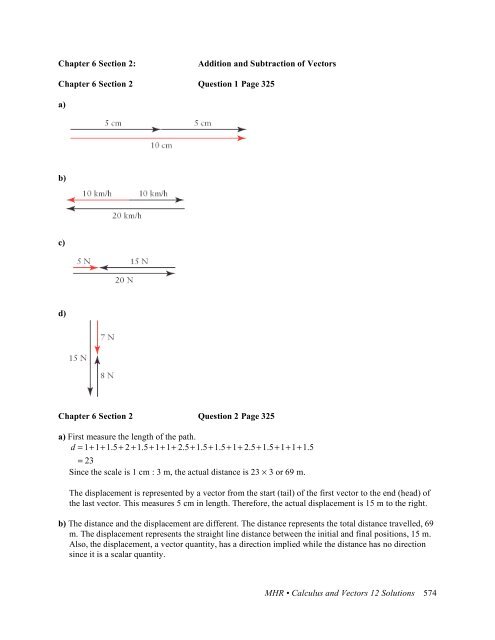 MHR • Calculus and Vectors 12 Solutions 574 Chapter 6 Section 2 ...