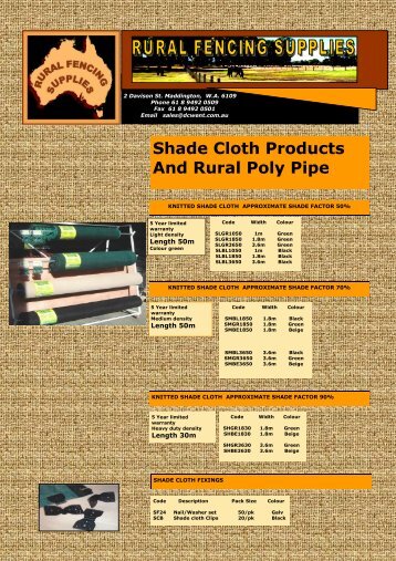 shade cloth prods & rural poly pipe - Fatcow