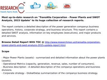 TransAlta Corporation - Power Plants and SWOT Analysis, 2015 Update