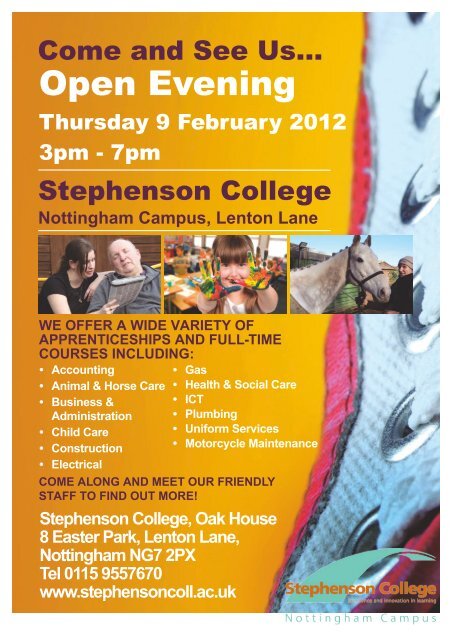 Open day Feb 12 A5 with Have a Go - Stephenson College