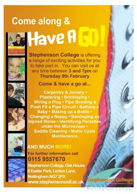 Open day Feb 12 A5 with Have a Go - Stephenson College