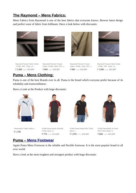 Mens Footwear and Clothing at Discounted Price at Infibeam.com