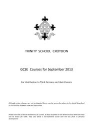 TRINITY SCHOOL CROYDON GCSE Courses for September 2013