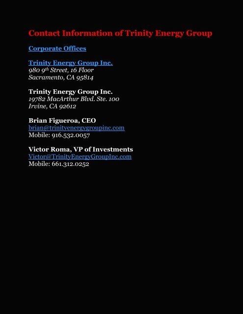 Contact Information of Trinity Energy Group