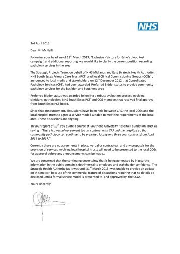 See letter to the Echo - Strategicprojectseoe.co.uk