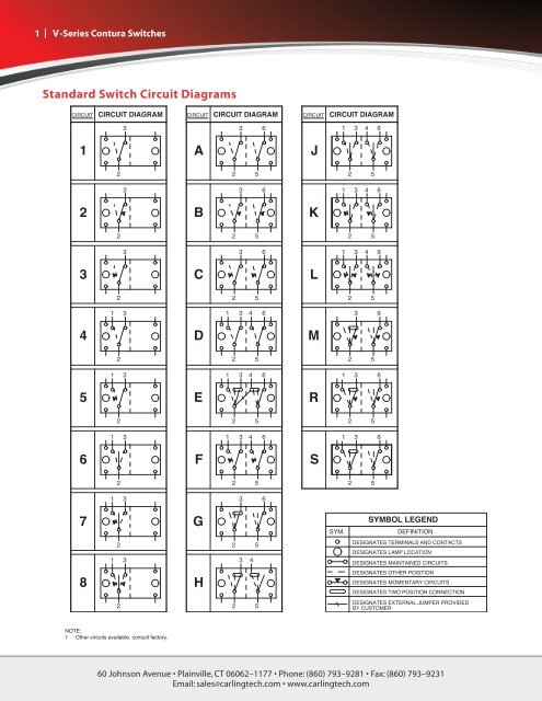 V-Series - Standard Switch Circuit Diagrams.pdf - carlingtech.com