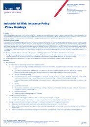 Industrial All Risks - Policy Wordings - IRDA