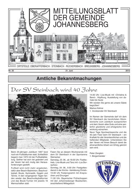 MITTEILUNGSBLATT DER GEMEINDE JOHANNESBERG