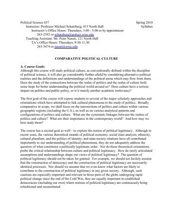 Comparative Political Culture - Department of Political Science