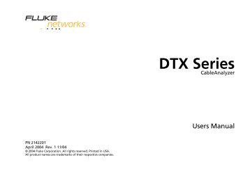 Fluke DTX Cable Analyzer Users Manual - Datacomtools