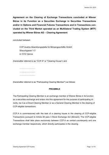 Agreement on the Clearing of Exchange Transactions ... - CCP.A