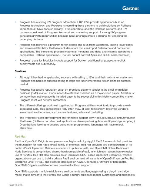 Magic Quadrant for Enterprise Application Platform as a Service, Worldwide