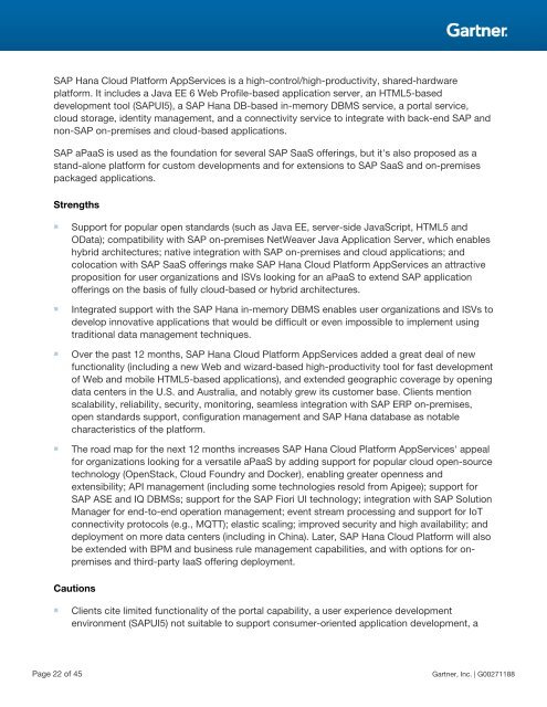 Magic Quadrant for Enterprise Application Platform as a Service, Worldwide