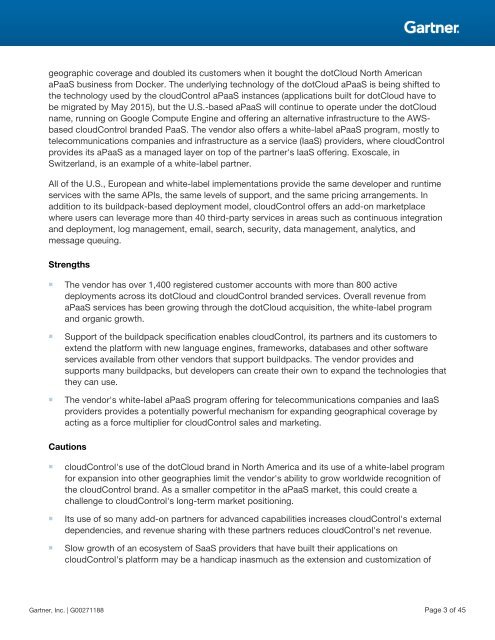 Magic Quadrant for Enterprise Application Platform as a Service, Worldwide