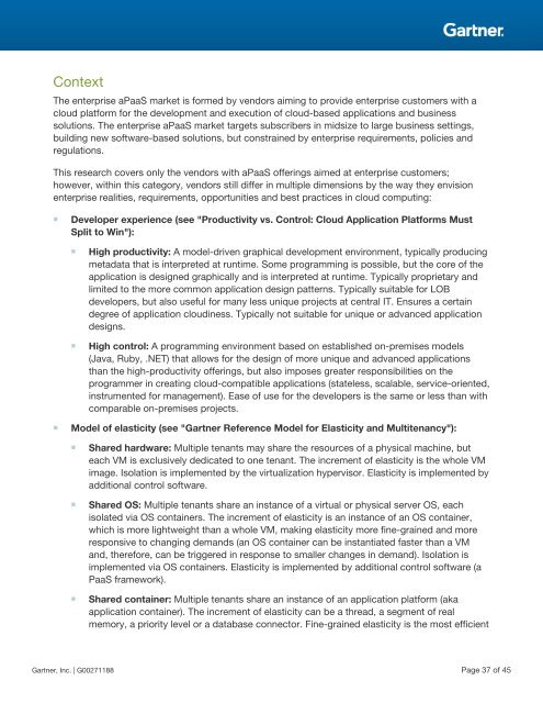 Magic Quadrant for Enterprise Application Platform as a Service, Worldwide