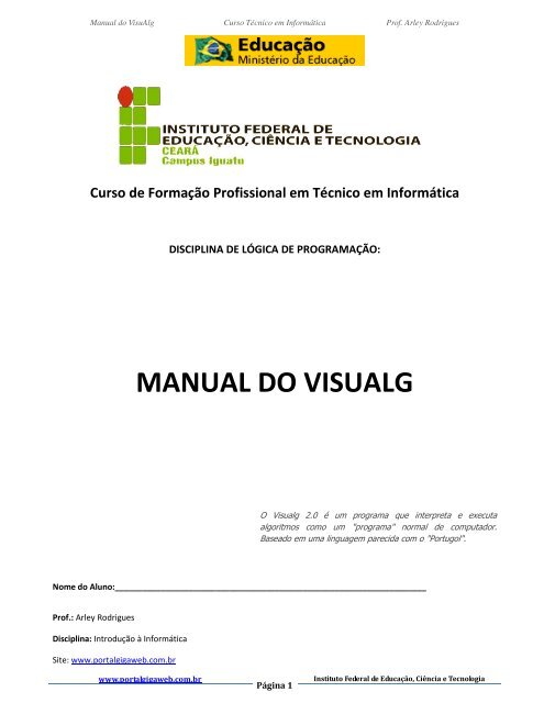 PDF) VisuAlg - Ferramenta de Apoio ao Ensino de Programação