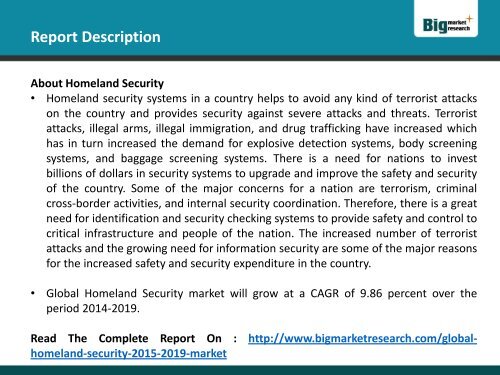 Global Homeland Security Market will grow at a CAGR of 9.86 percent over the period 2014-2019